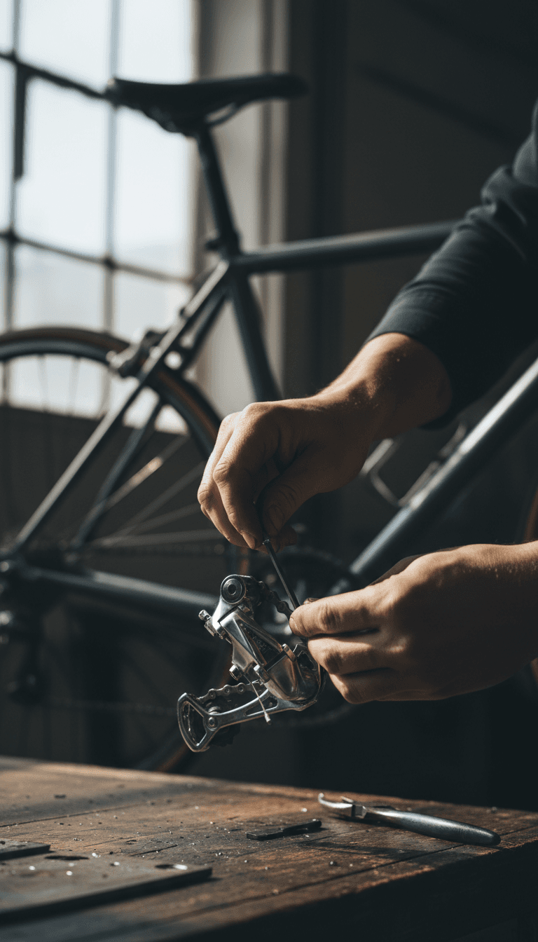 Detailaufnahme der Fahrradwerkstatt-Arbeit bei Stephan's mobile Fahrradwerkstatt